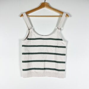 NEW Splendid Daphne Stripe Cotton Blend Knit Stretch Sweater Tank Green Ivory S